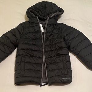 Lands' End Charcoal Hooded Puffer Jacket